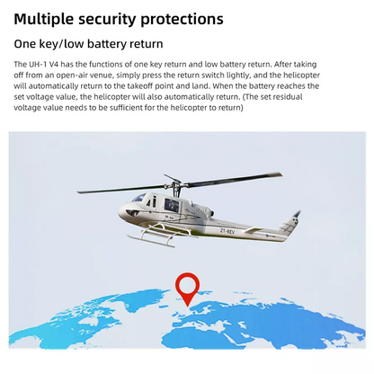 FLYWING UH1 Huey Helicopter V4 Upgrade Version 450L Class 6CH Brushless GPS Stabilized Altitude Hold RC Helicopter H1 Flight Controller