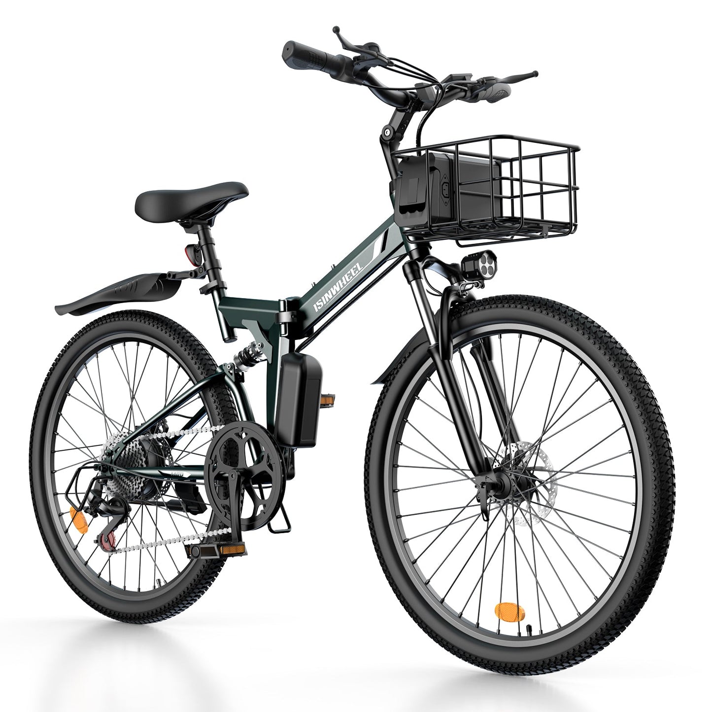 isinwheel M40 Folding Electric Bike with Basket