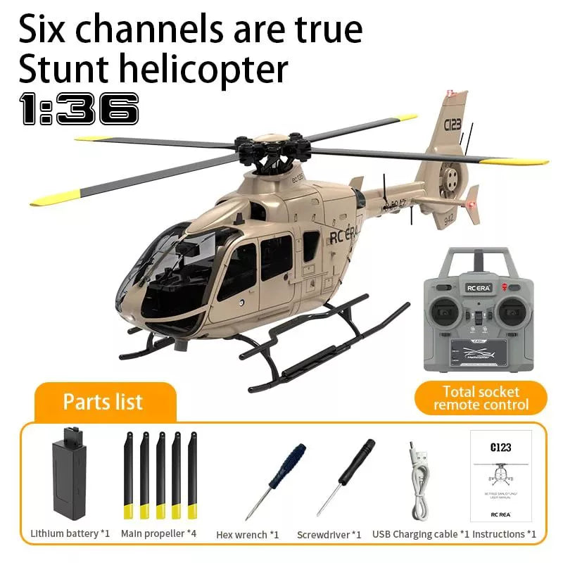 RCERA EC135 C123 RC Helicopter 4CH 6-Axis Gyro Direct drive dual brushless optical flow positioning Air pressure fixed altitude true ducted Helicopter