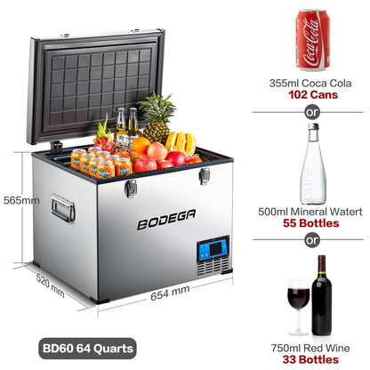 BODEGAcooler Portable Fridge Freezer 64QT/60L Large Capacity