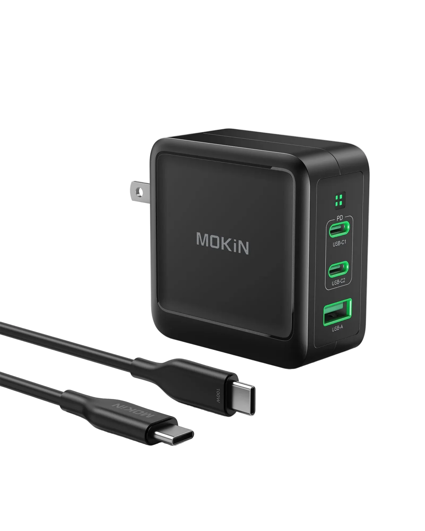 MOKiN 100W GaN USB-C Charger (3-Ports Wall Charger)
