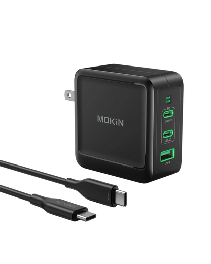 MOKiN 100W GaN USB-C Charger (3-Ports Wall Charger)