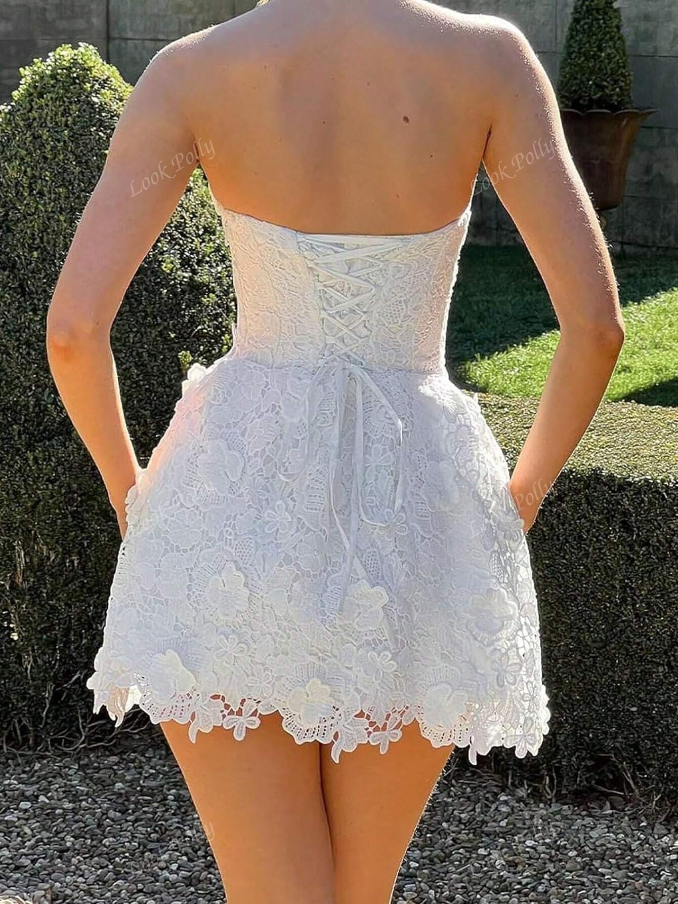 Elegant, Sexy French Style White Strapless Bodycon Short Dress For Weddings, Parties, And Formal Events