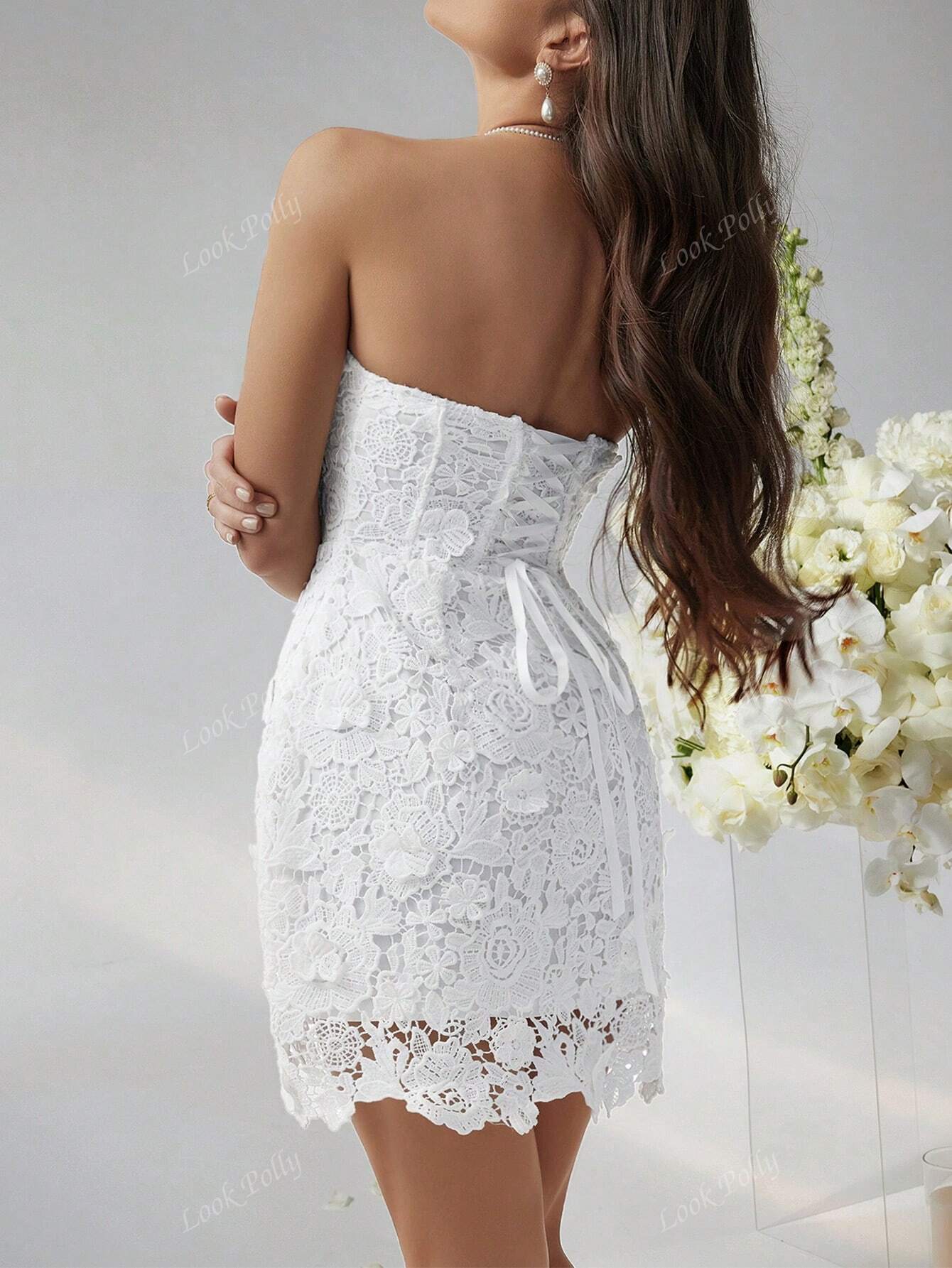 Elegant, Sexy French Style White Strapless Bodycon Short Dress For Weddings, Parties, And Formal Events