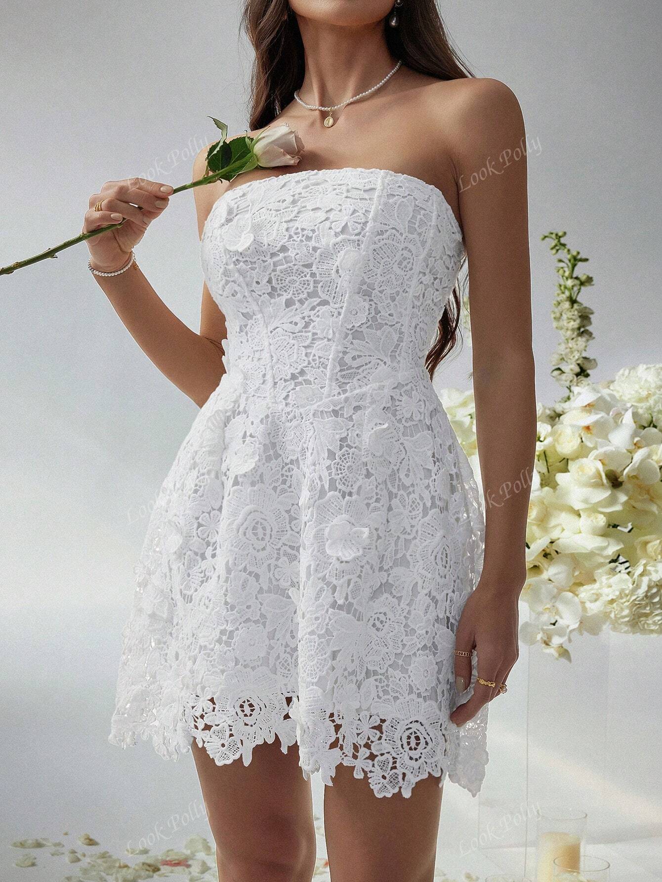 Elegant, Sexy French Style White Strapless Bodycon Short Dress For Weddings, Parties, And Formal Events