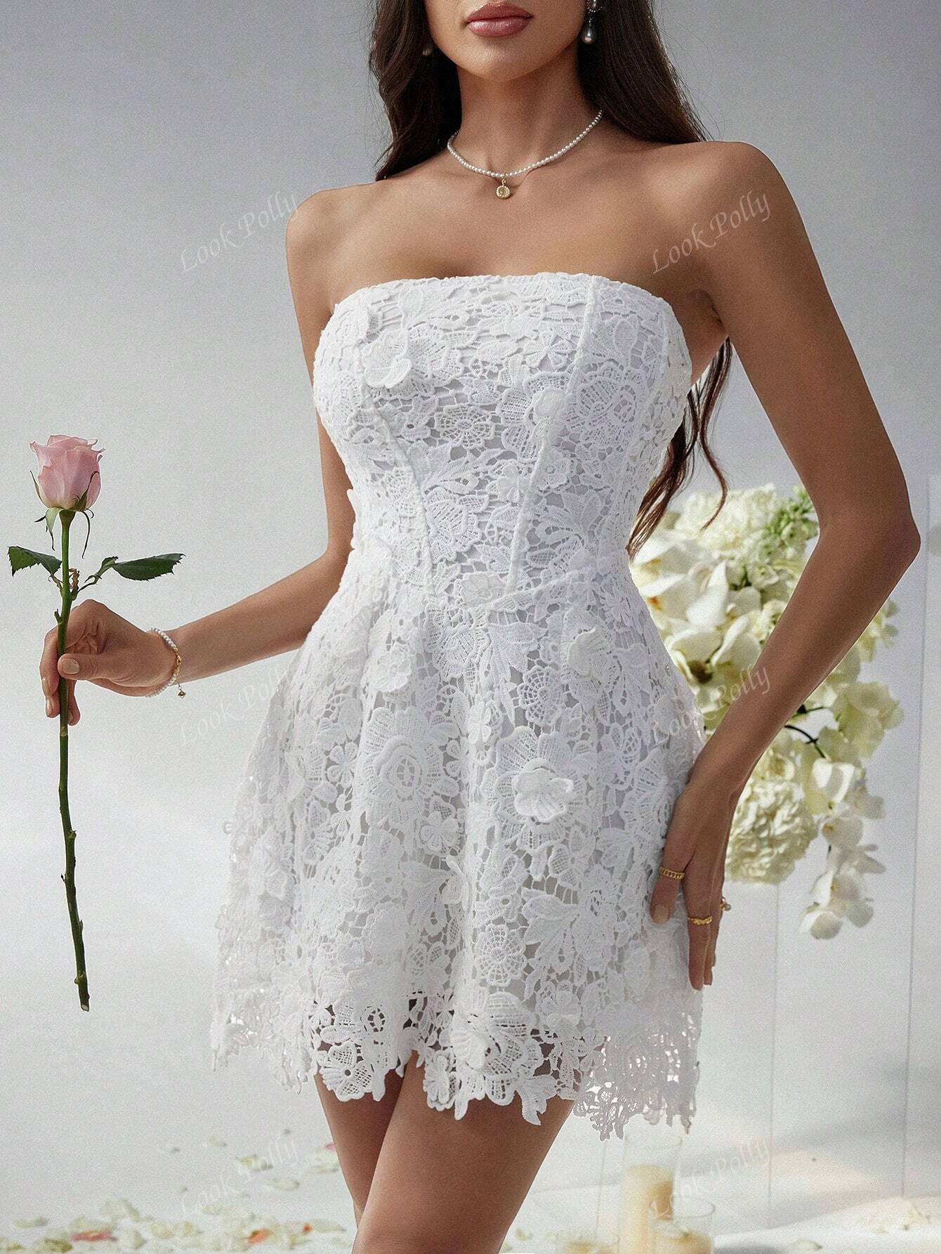 Elegant, Sexy French Style White Strapless Bodycon Short Dress For Weddings, Parties, And Formal Events