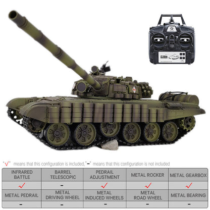 Heng Long 3939 T-72 RC Tank Russian Main Battle Off Road Tank Upgrade Metal Version Armor Tank Toys Gift