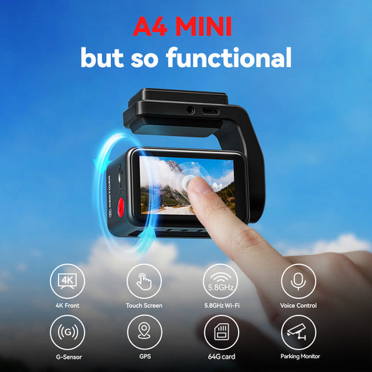 Redtiger A4 4K+1080P Voice Control 5.8GHz WIFI Dash Cam