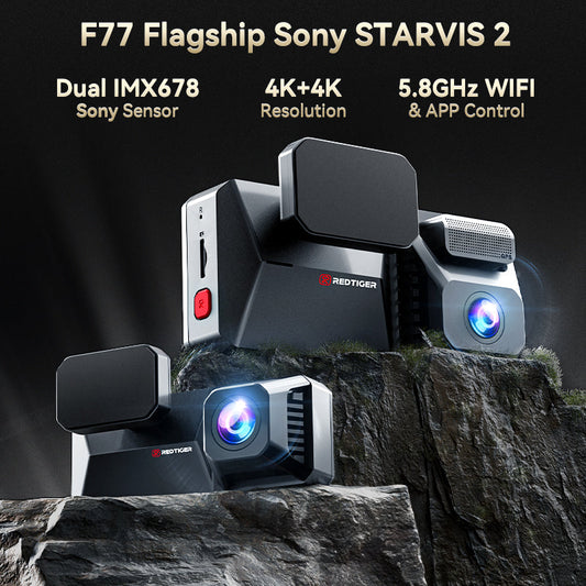 F77 Starvis2 4K+4K Dual IMX678 Voice Control 5.8GHz WIFI Dash Cam