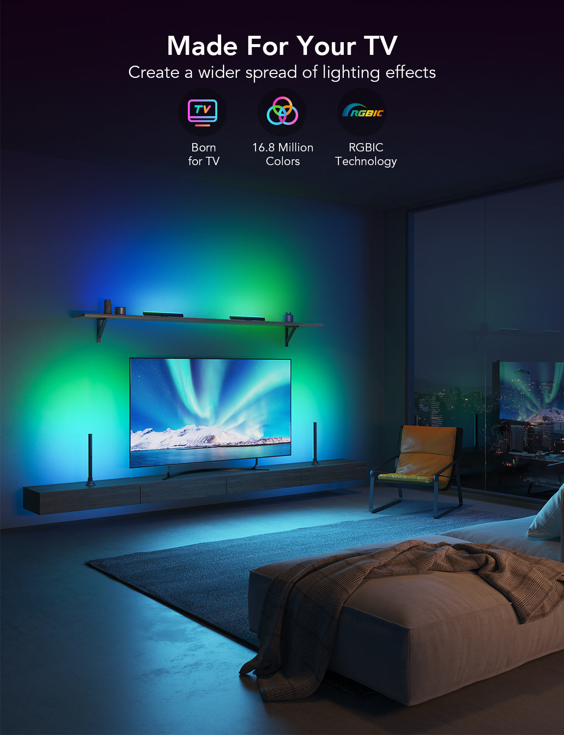 Refurbished Govee RGBIC TV Light Bars for 45-70 inch TVs