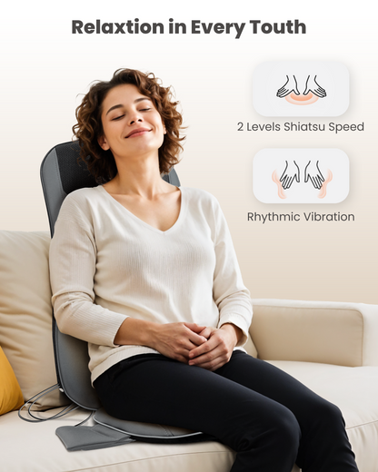 Comfier Back Massager with Heat, Full Back Massager for Chair with 2 Shiatsu Speeds, Heated Chair Massage Pad with Spot ,Massage Seat Pad for Home Office use CF-2405
