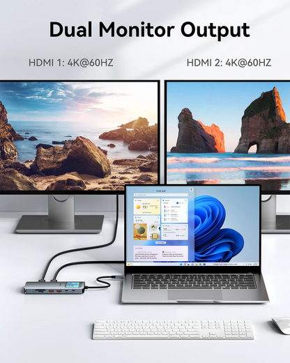 MOKiN 12-in-1 LCD Docking Station for a Smarter Dual-Monitor Workspace