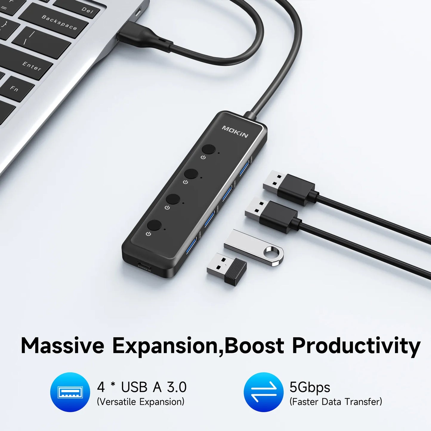 MOKiN 5-Port Ultra Slim USB 3.0 Data Extender