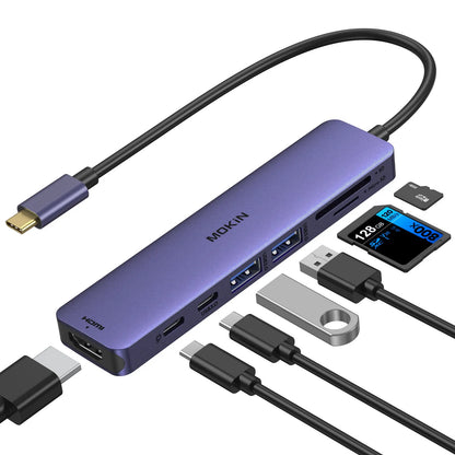 MOKiN 7 in 1 USB-C Dongle with HDMI/PD/USB/SD/TF Ports