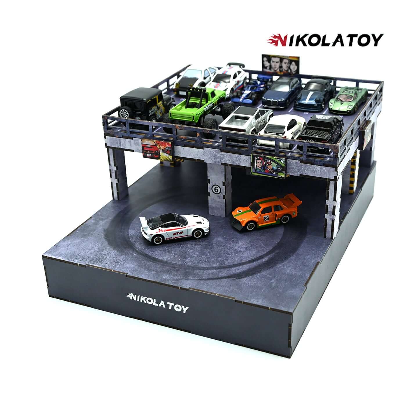 1:64 Electric Drift Turntable Car Model Parking Lot