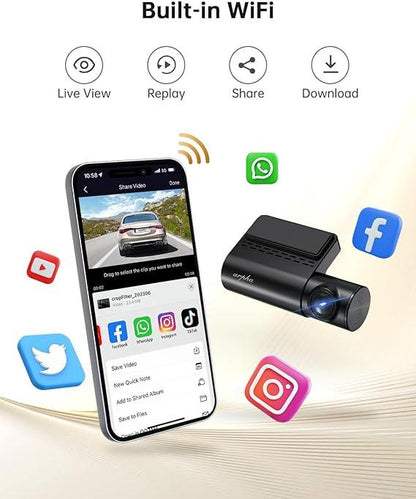 Arpha A14 1CH Dash Cam 4K with Voice Control 24H Parking Mode