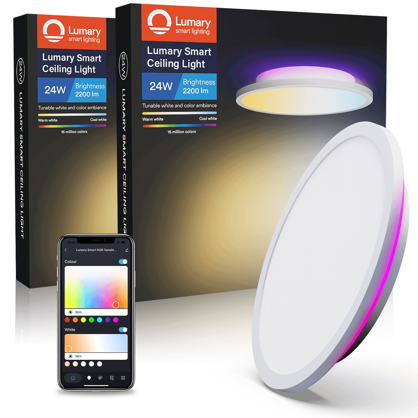 Lumary Wi-Fi Smart Ceiling Light With Ambient Light 24W 2PCS