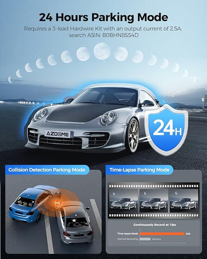 AZDOME M580 3CH Dash Cam 5K with 4" Touch Screen IR Night Vision 24H Parking Mode