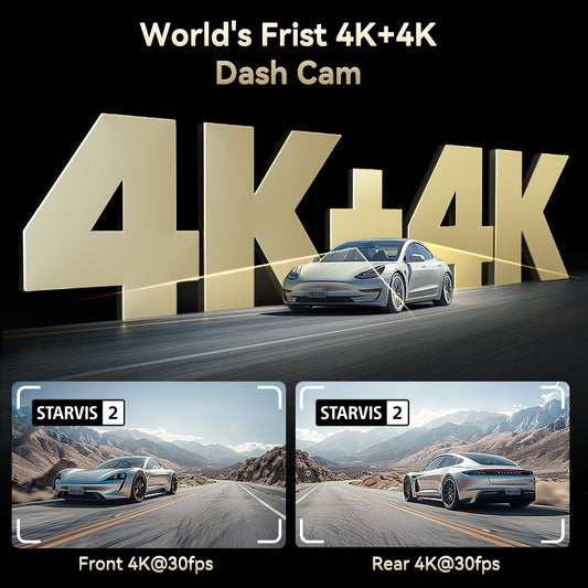 F77 Starvis2 4K+4K Dual IMX678 Voice Control 5.8GHz WIFI Dash Cam