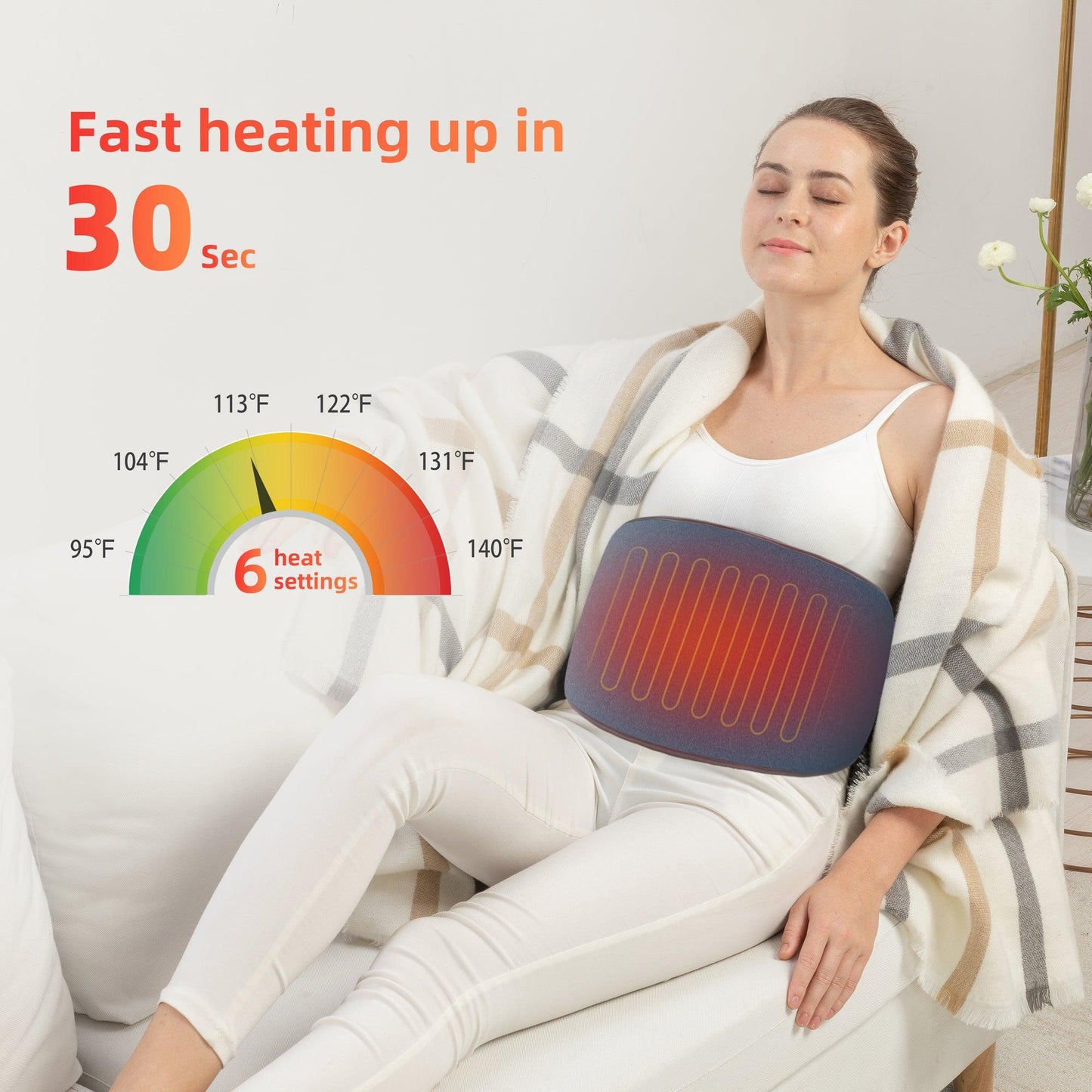Comfier Heating Pad for Back Pain Relief, Waist Heated Wrap Belt, Fast Heating CF-6211
