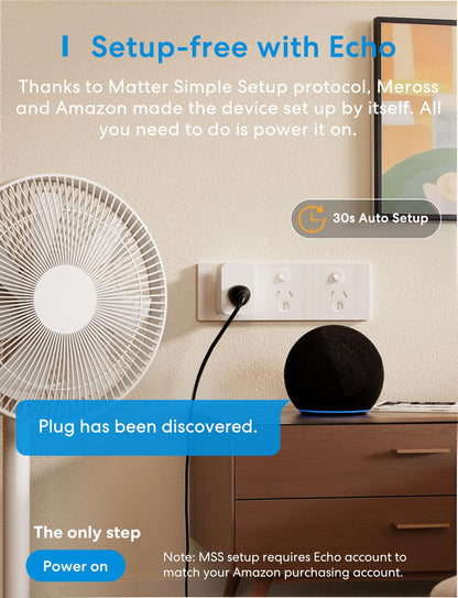 Meross Smart Wi-Fi Plug with Energy Monitor, MSS305, 2 Pack( AU Version)