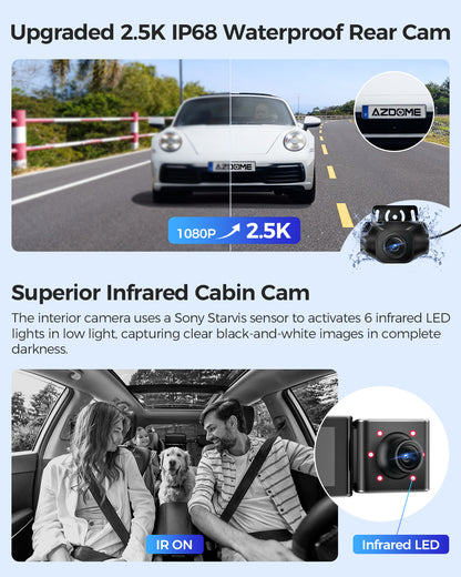 AZDOME M550 Max 3CH Dash Cam 4K with 3.19" Screen WDR Night Vision 24H Parking Mode