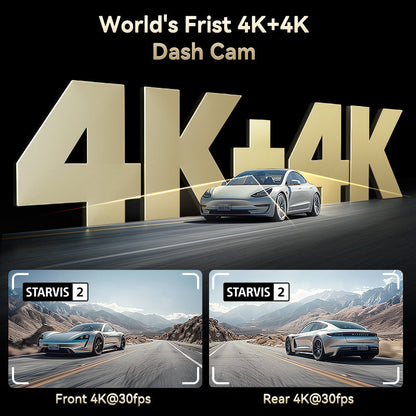 F77 STARVIS 2 4K+4K Dual IMX678 Voice Control 5.8GHz High Speed WIFI Dash Cam