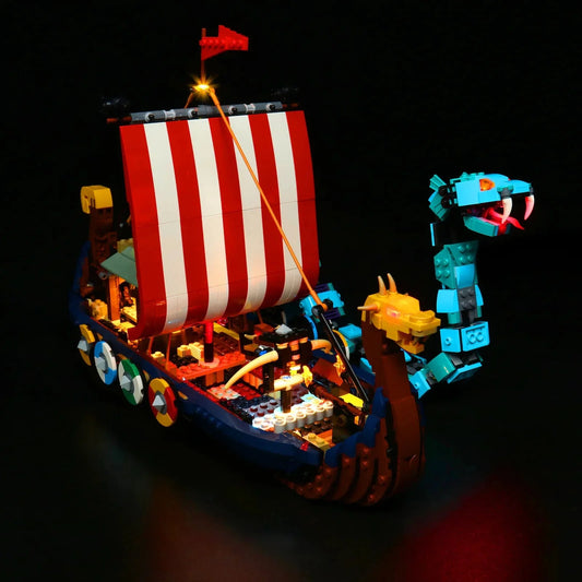 Kit de iluminación LEGO Barco vikingo y la serpiente de Midgard n.° 31132