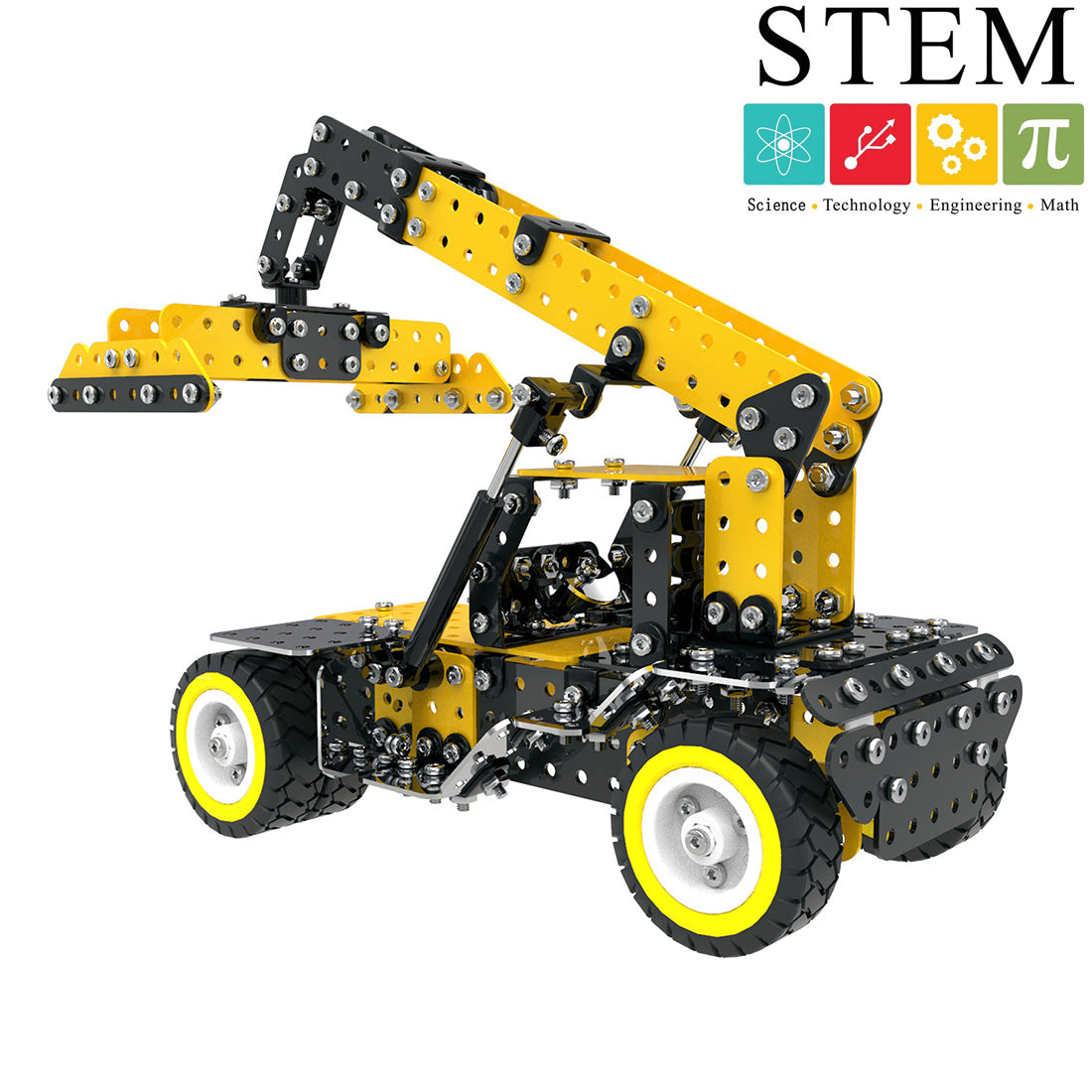 582Pcs Crane Shape DIY Stainless Steel Metal Assembly Building Block Kit Educational Steam Stem Toys