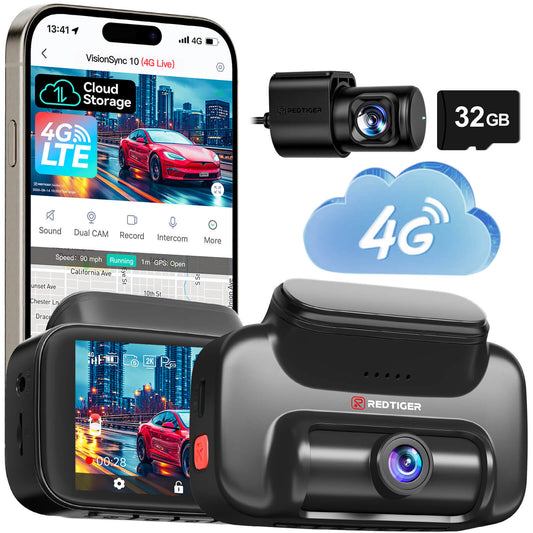 Redtiger VS10 4G Lte Could Storage 2.5K Wireless Parking Alarm Dash Cam