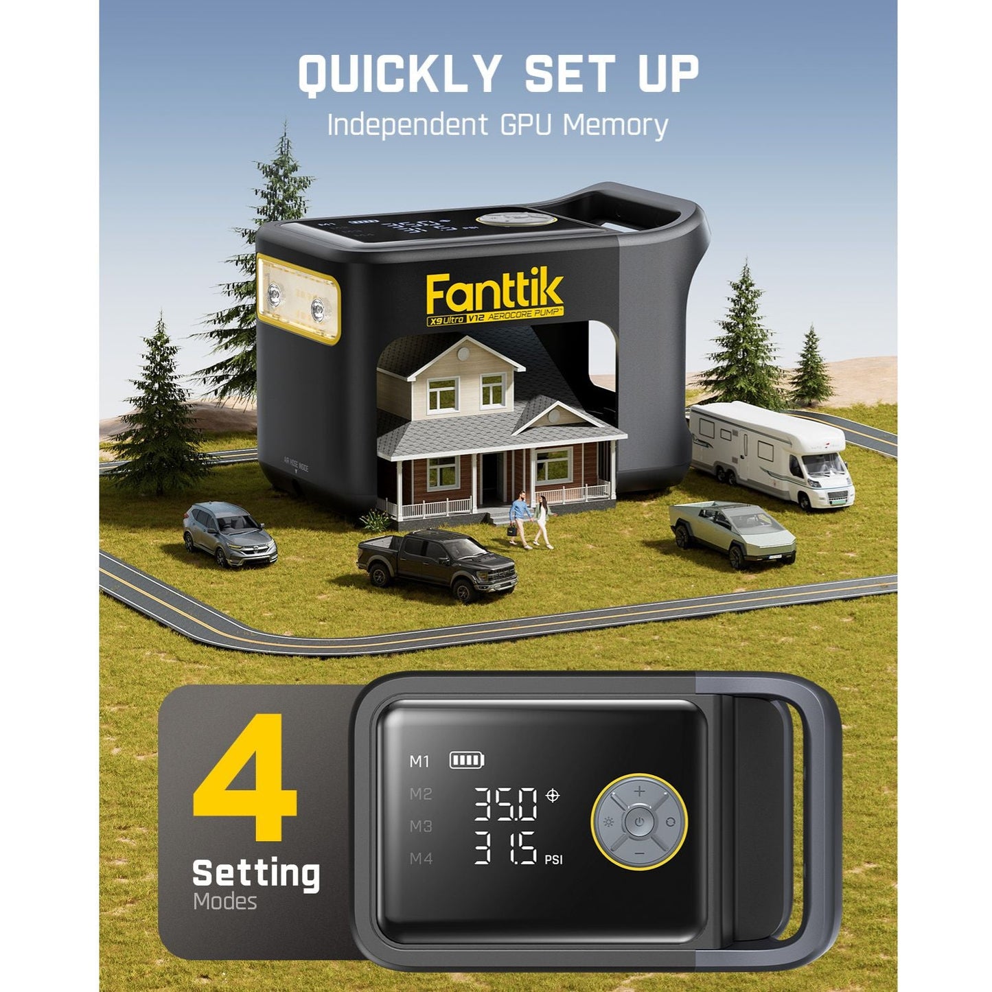 Fanttik X9 Ultra Tire Inflator and V10 APEX Foldable Car Vacuum
