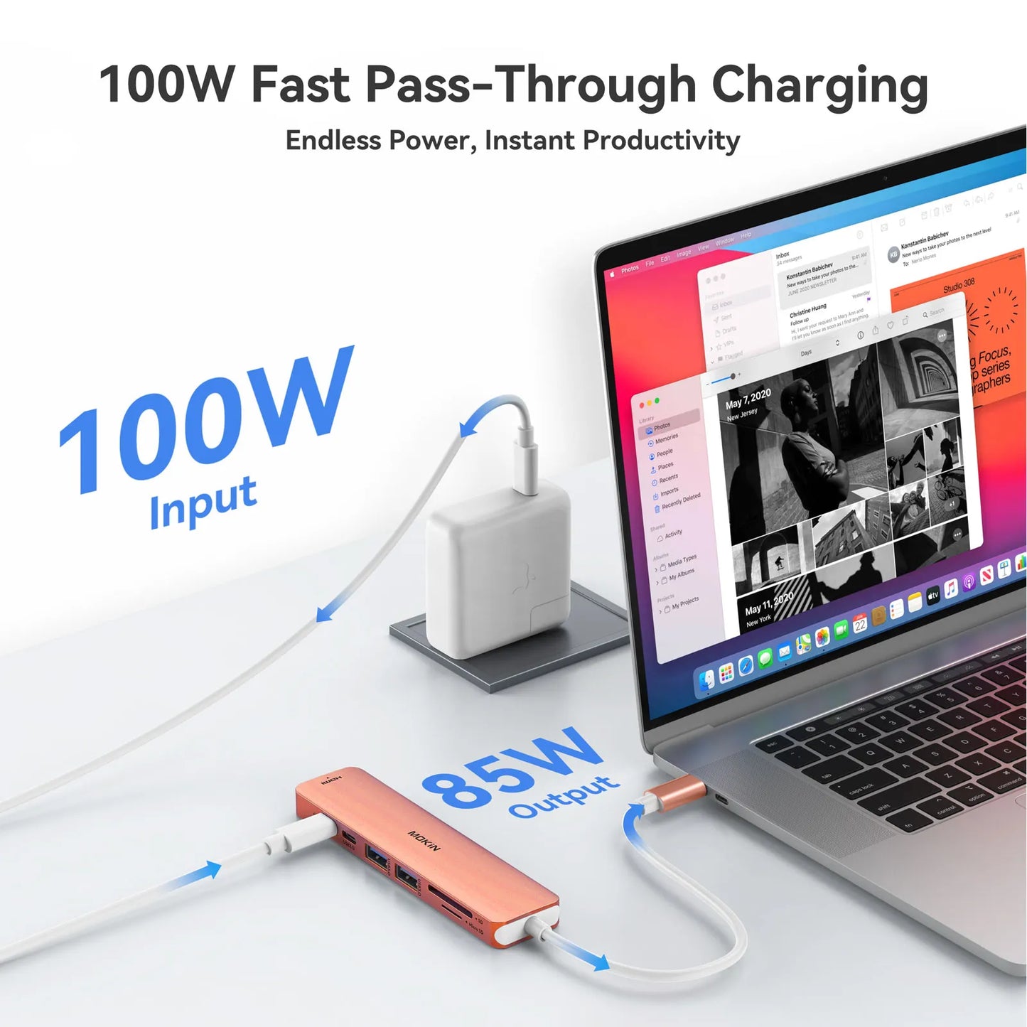 MOKiN 7 in 1 USB-C Dongle with HDMI/PD/USB/SD/TF Ports