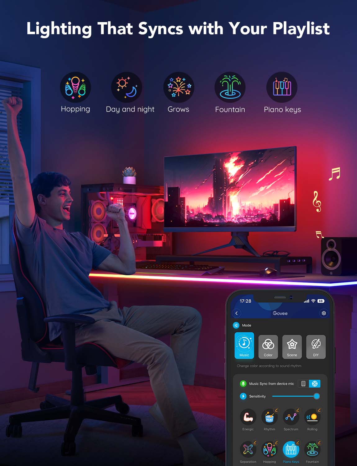 Refurbished Govee RGBIC LED Neon Rope Lights for Desks