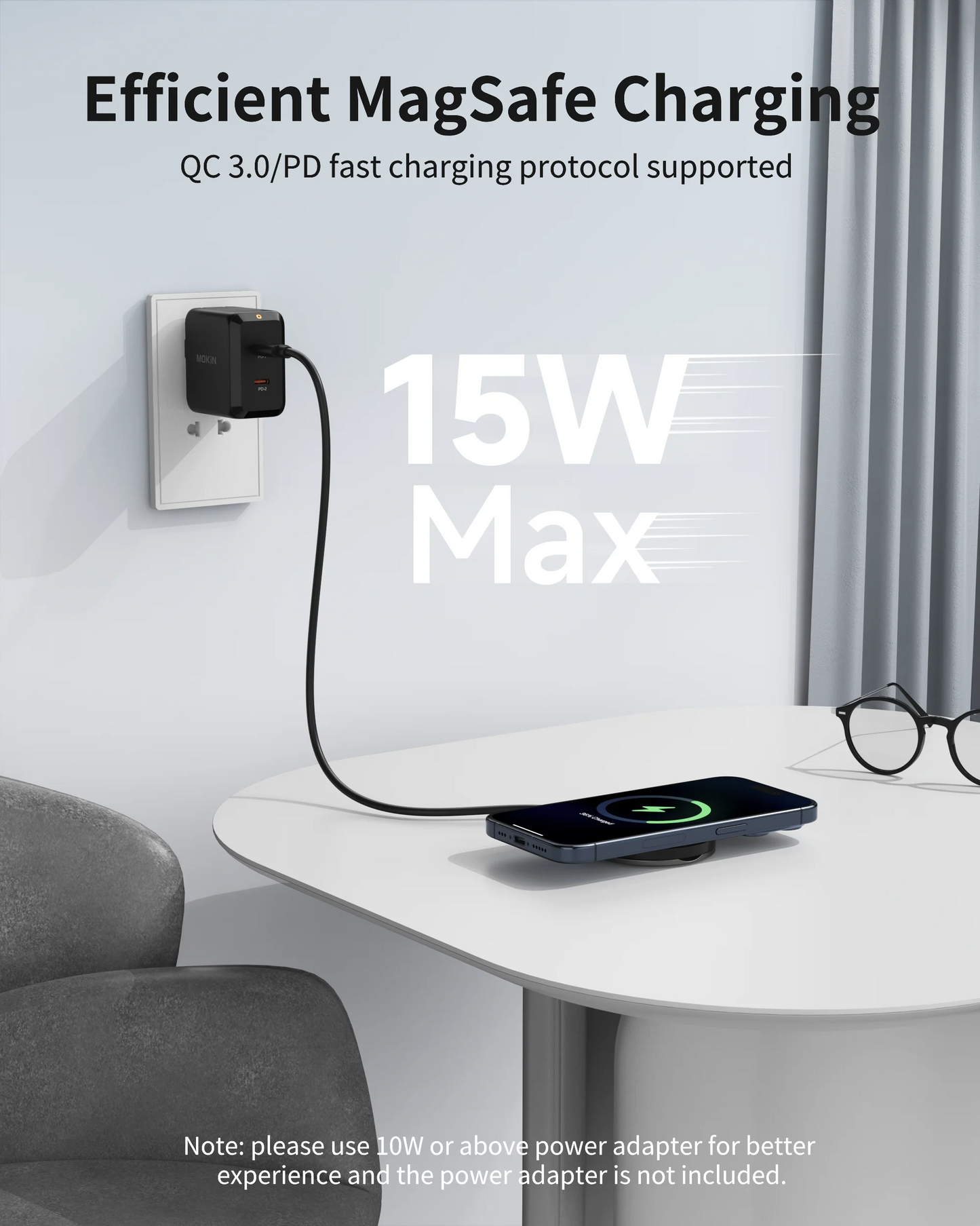 MOKiN 15W Magnetic Wireless Fast Charger