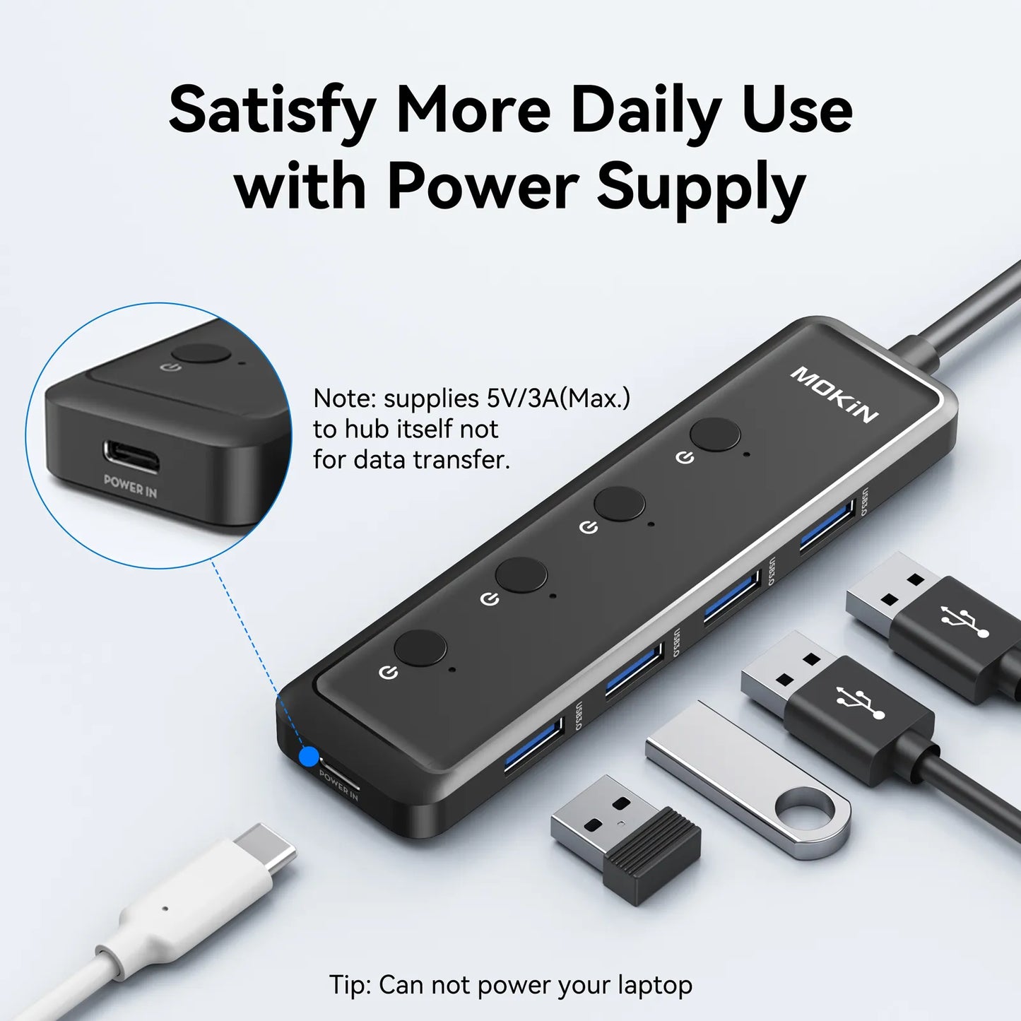 MOKiN 5-Port Ultra Slim USB 3.0 Data Extender