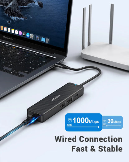 MOKiN 4 IN 1 10Gbps USB-C to Ethernet Adapter for Laptop