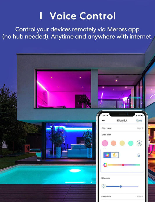 شريط إضاءة LED ذكي RGB من Meross، MSL320HK (الولايات المتحدة/أستراليا) 