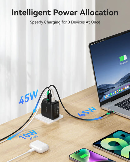 MOKiN 100W GaN USB-C Charger (3-Ports Wall Charger)