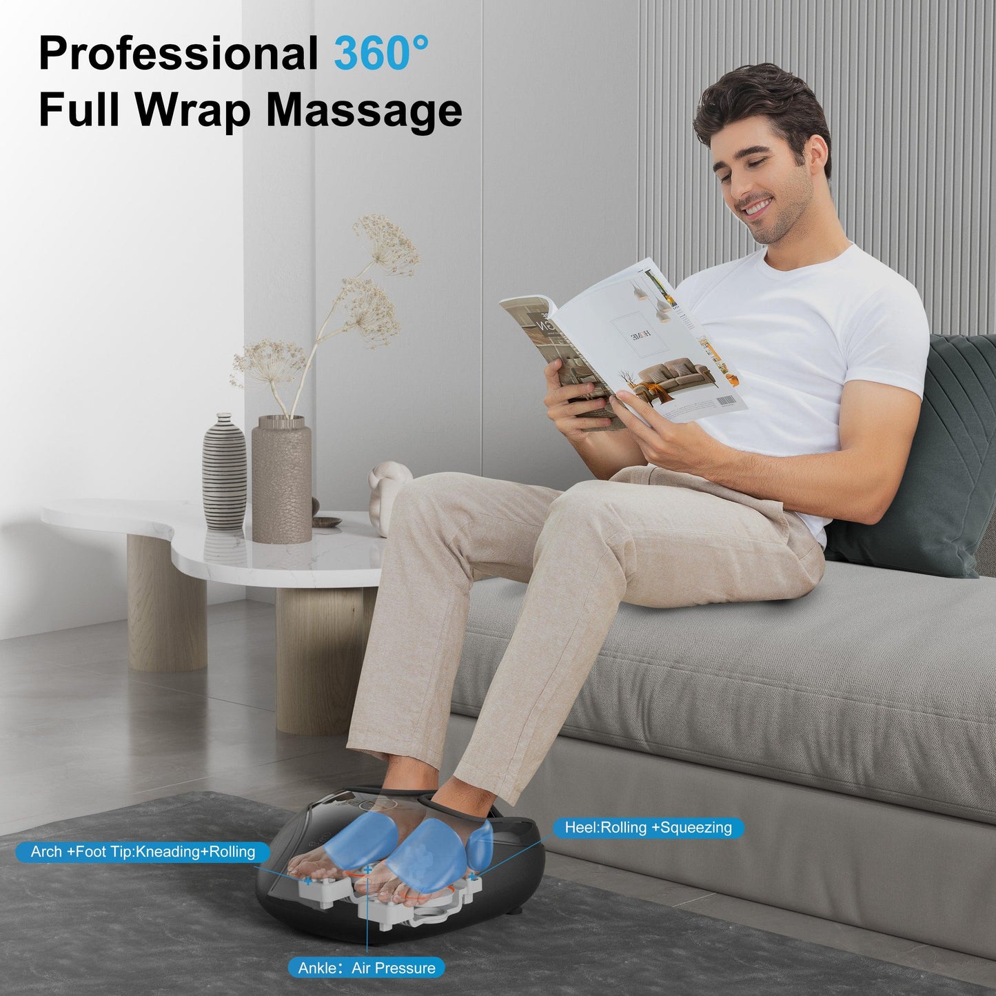 Comfier Foot Massager Machine with Heat, Shiatsu, Keading Rolling Compression Feet Massager CF-5003-EU