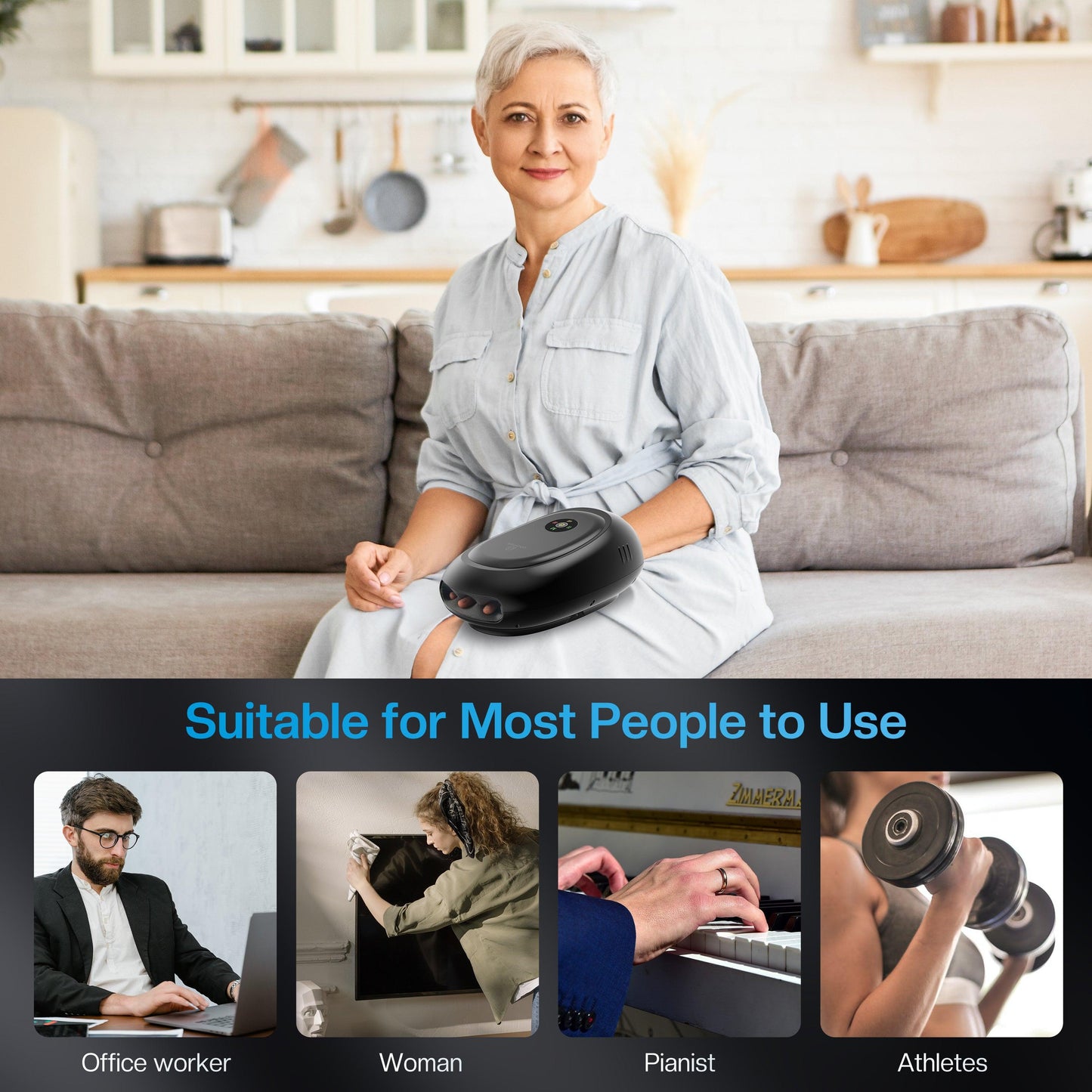COMFIER Hand Massager Machine for Arthristis,Carpal Tunnel,Hand Massage with Heat and Compression,APP Control,Hand Wrist Finger Massager with Vibration - 4101B