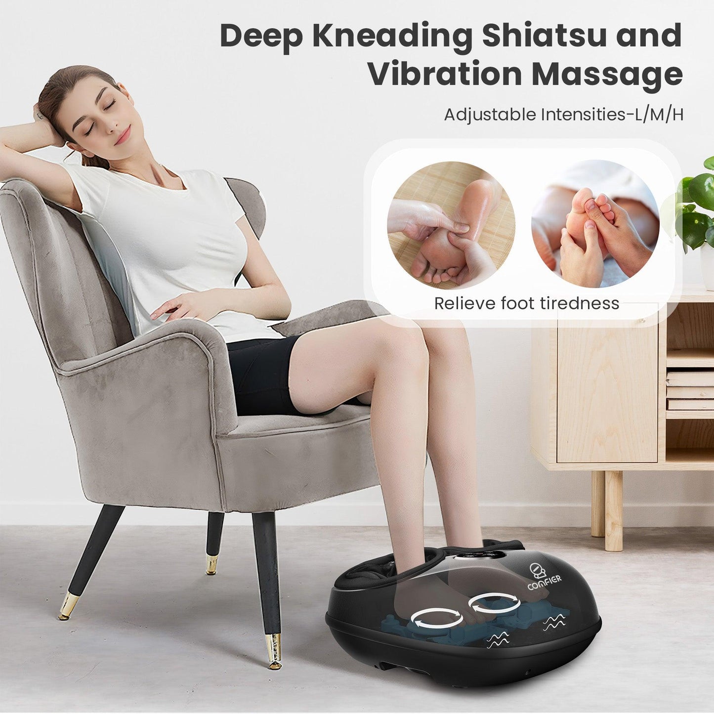 Comfier 2025 Upgraded Shiatsu Foot Massager Machine with Remote, Deep Kneading Feet Massager with Heat CF-5003RC
