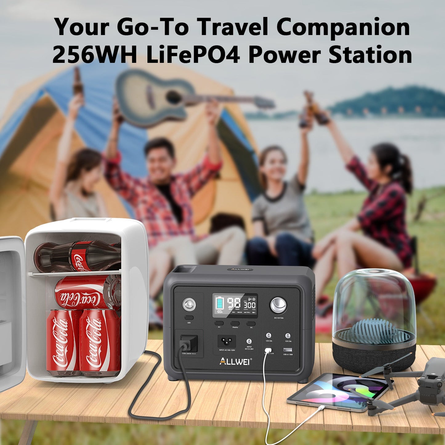 ALLWEI Portable Power Station - 300W | 256Wh (100W Solar Panel Optional)