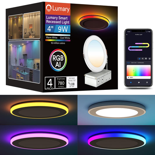 Lumary Smart RGBAI Recessed Light with Gradient Auxiliary Night Light