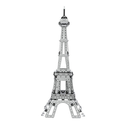 791Pcs Stainless Steel Eiffel Tower DIY Assembly Building Block Educational Toys Kit with LED - English Version SW-019