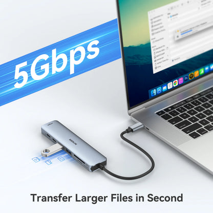 MOKiN 7-in-1 USB-C Hub for Everyday Use and On-the-Go Productivity