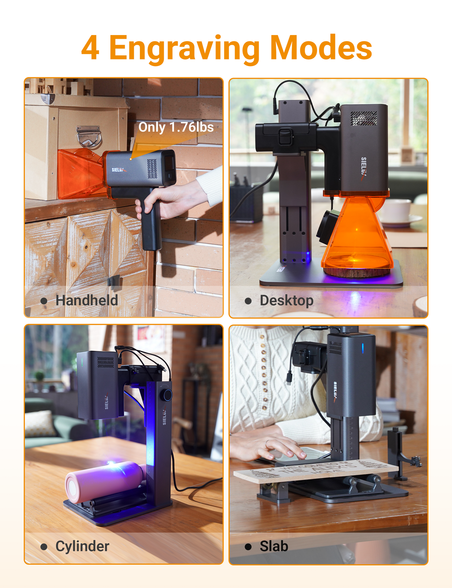 SL2 10W Diode Laser Engraver Machine, Only 1.76 lbs, 4000mm/s Lightning Speed, Ultra HD Handheld Portable Laser Engraving Machine for Wood, Leather, Acrylic, Glass, Coated Metal(with Roller)