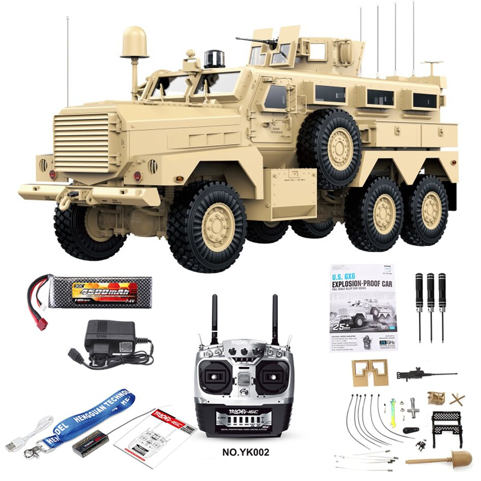 HG P602 RC Car U.S MILITARY COUGAR 6X6 MRAP 1/12 2.4G 16CH Upgraded Light Sound Function