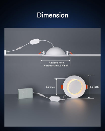 Lumary RGBAI Gimbal Smart Recessed Lighting 4 Inch Pro, 9w 780LM