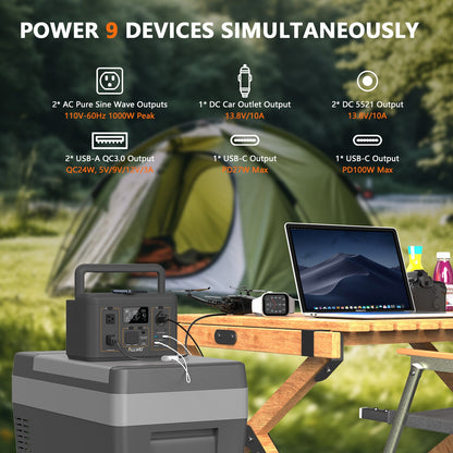 ALLWEI PPS600-1 Portable Power Station 500W 512Wh, compatible with 100W solar panels