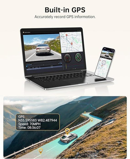 Arpha D25 2CH Dash Cam 5K with 128GB eMMC Voice Control 3'' Touch Screen